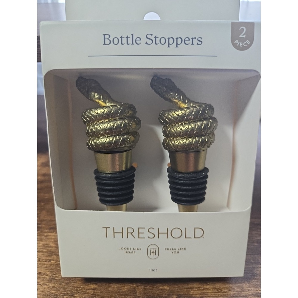 Threshold Gold Snake Bottle Stoppers Set of 2 Wine‎ Bottle Stoppers New in Box